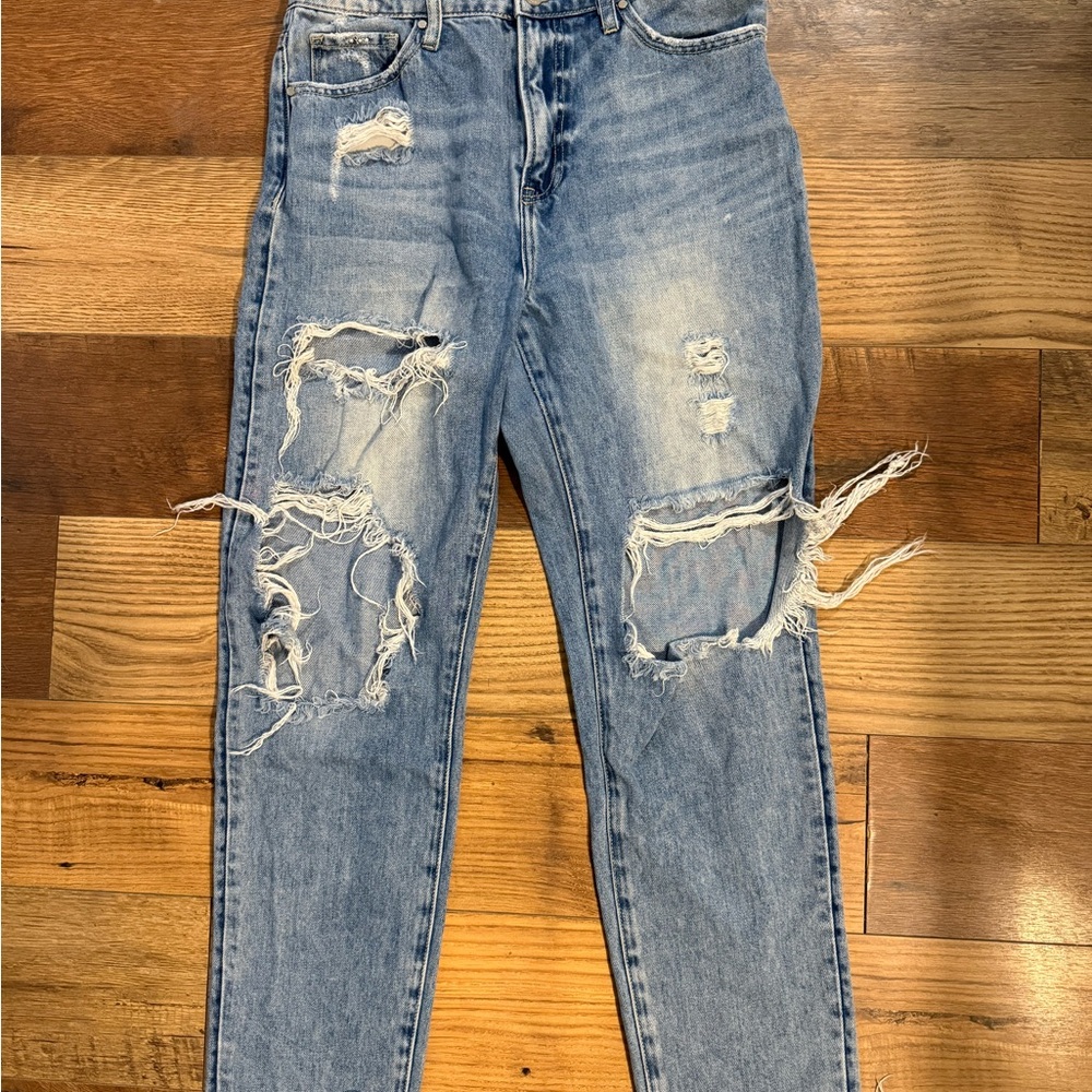 Distressed Blue Jeans